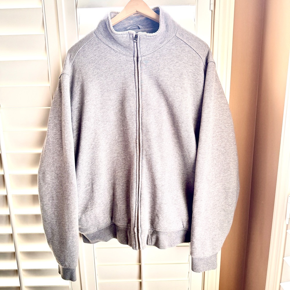 LL Bean Katahdin Iron Works Sherpa Lined‎ Full Zip Jacket Grey Mens Large LG REG